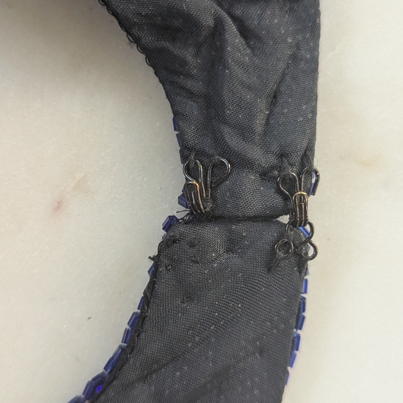 Vintage Oleg Cassini Neiman Marcus Blue Sequin Beaded Silk Cocktail Dress - Picture 10 of 12